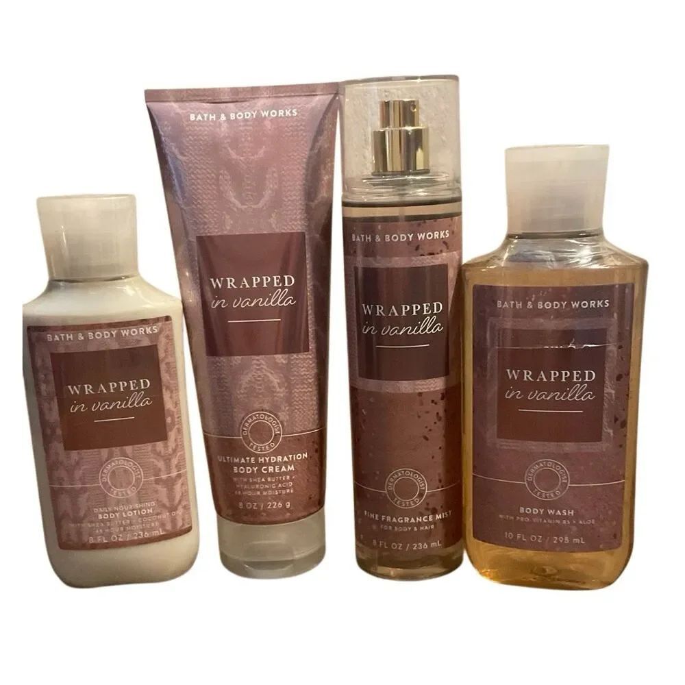 Bath and Body Works WRAPPED IN VANILLA 4 Piece Set